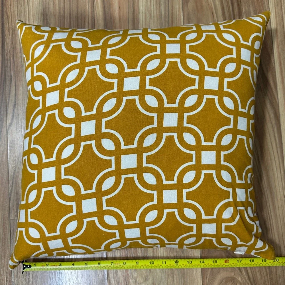 H&M Mustard Yellow Geometric Trellis Square Throw Pillow 19